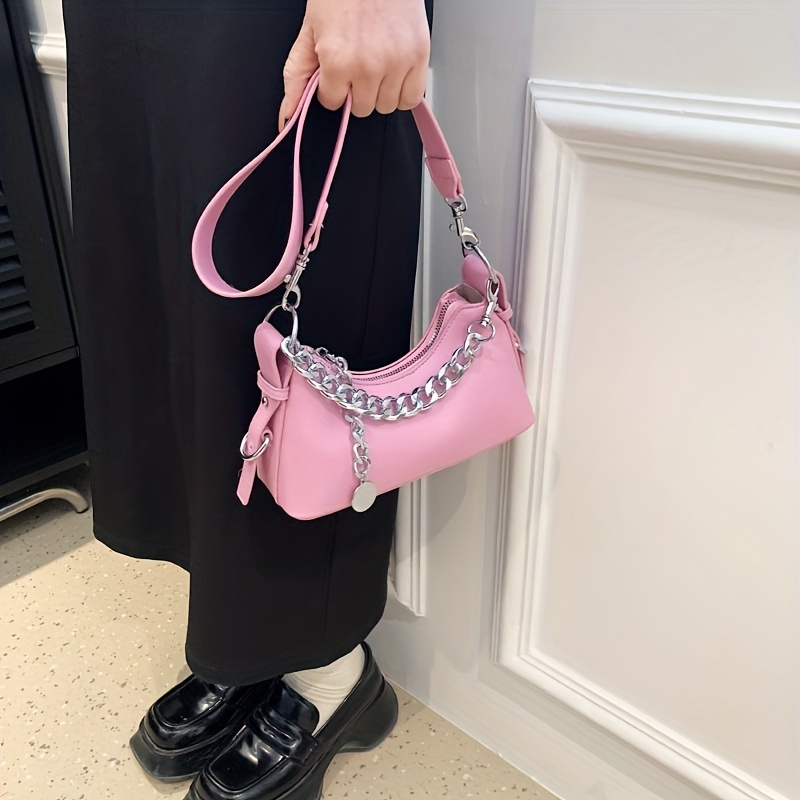 Women High Quality Square Solid Bags 2023 New Retro Women Crossbody Bags  Style Crescent Chain Underarm Shoulder Bags for Women