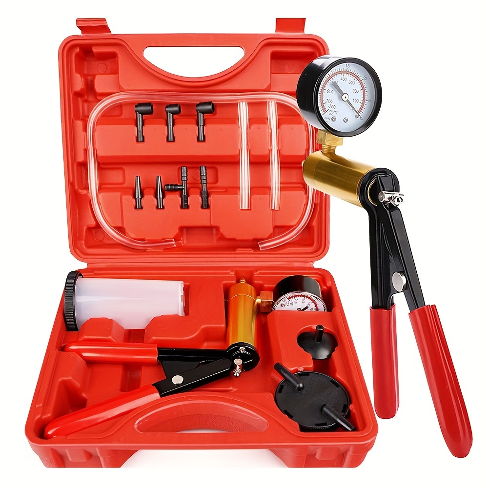 2 in 1 Brake Bleeder Kit Hand held Vacuum Pump Test Set for Automotive with  Protected Case,One-Man Brake Clutch Bleeding System