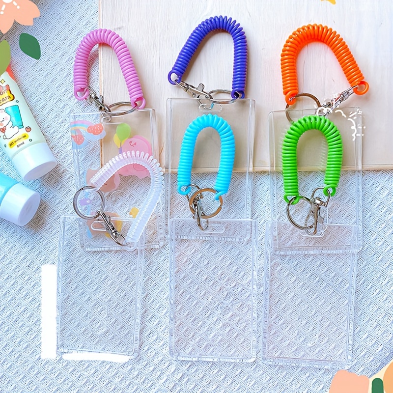Spring Coil Wire Id Badge Holder Keychain Stretchy Acrylic - Temu  Philippines