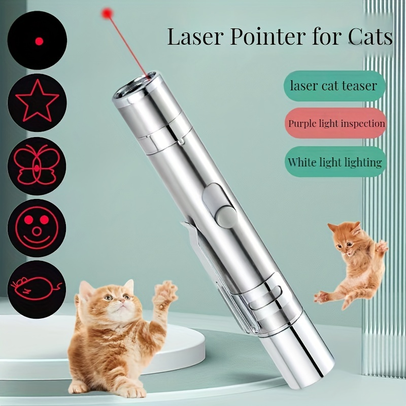 Puntero láser para gatos, juguete láser para gatos pequeños, bolígrafo  láser USB, juguetes para gatitos, 7 en 1, recargable, luz láser, luz roja  de