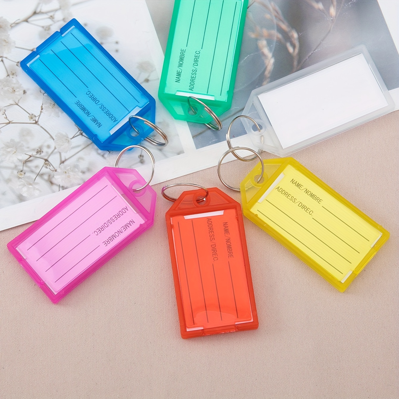  100Pcs Plastic Key Tags with Labels, Key Labels with Ring and  Label Window, Key Tags Identifiers for Name, Luggage 10 Colors (100 Pcs) :  Office Products