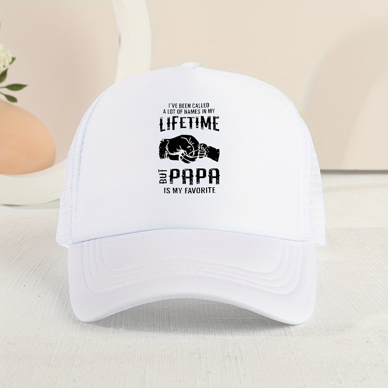 1pc Unisex Breathable Mesh Back Baseball Cap, With Printed 'Lifetime Papa'  Design, Adjustable Sunshade Sunscreen Fashion Versatile Duckbill Cap, For B