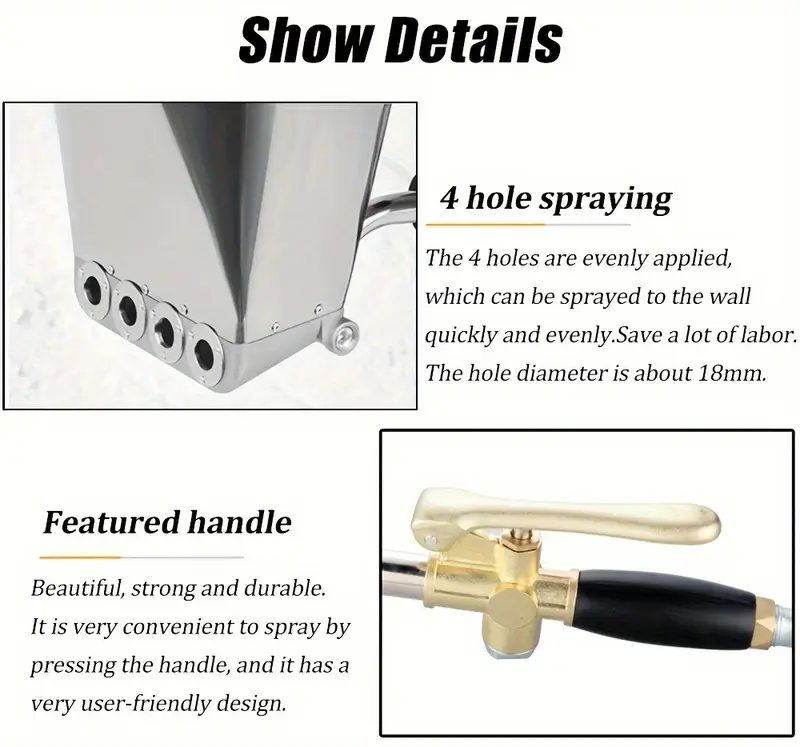 1 set professional 4 hole wall cement spray gun cement mortar spray gun for home use plaster air sprayer with extra large hopper mortar spray gun spray concrete tool for painting house walls ceiling details 1