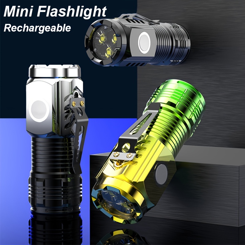 Linterna LED recargable, luz táctica de alto lúmenes con luz de trabajo  COB, 4 LED, zoomable, linternas USB súper brillantes, luz de antorcha de  mano