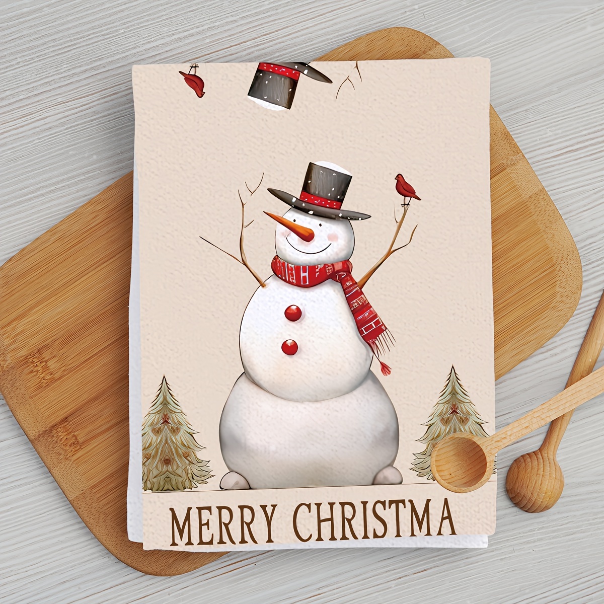 Dish Cloths Kitchen Towels, Merry Christmas Cartoon Snowman Xmas