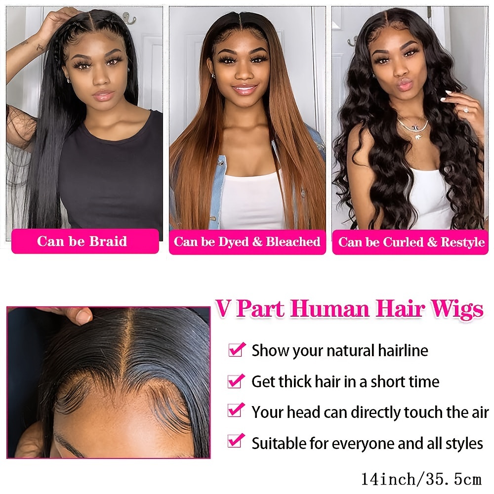 V Part Bob Wig Human Hair Short Bob Wigs For Women Upgrade U Part Wigs Glueless Full Head Clip In Half Wig V Shape Wigs No Leave Out Lace Front Wigs 1