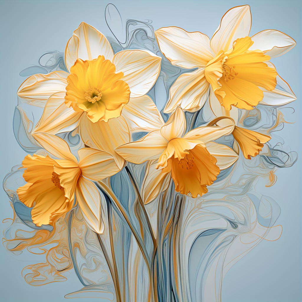 

1pc Large Size 40x40cm/15.7x15.7inch Without Frame Diy 5d Diamond Art Painting Beautiful Daffodils, Full Rhinestone Painting, Diamond Art Embroidery Kits, Handmade Home Room Office Wall Decor