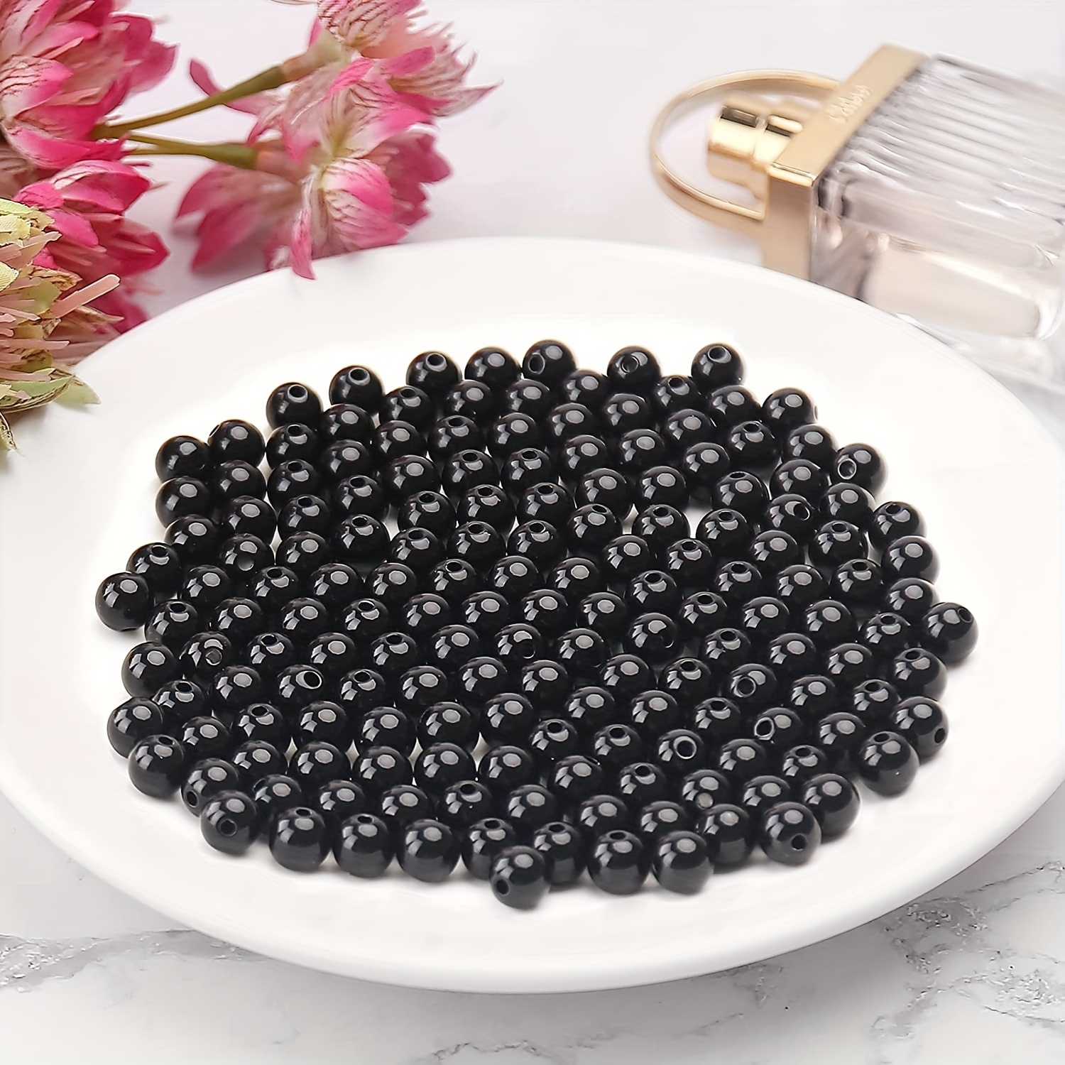 Solid Color Uv Electroplating Acrylic Beads Large Hole - Temu