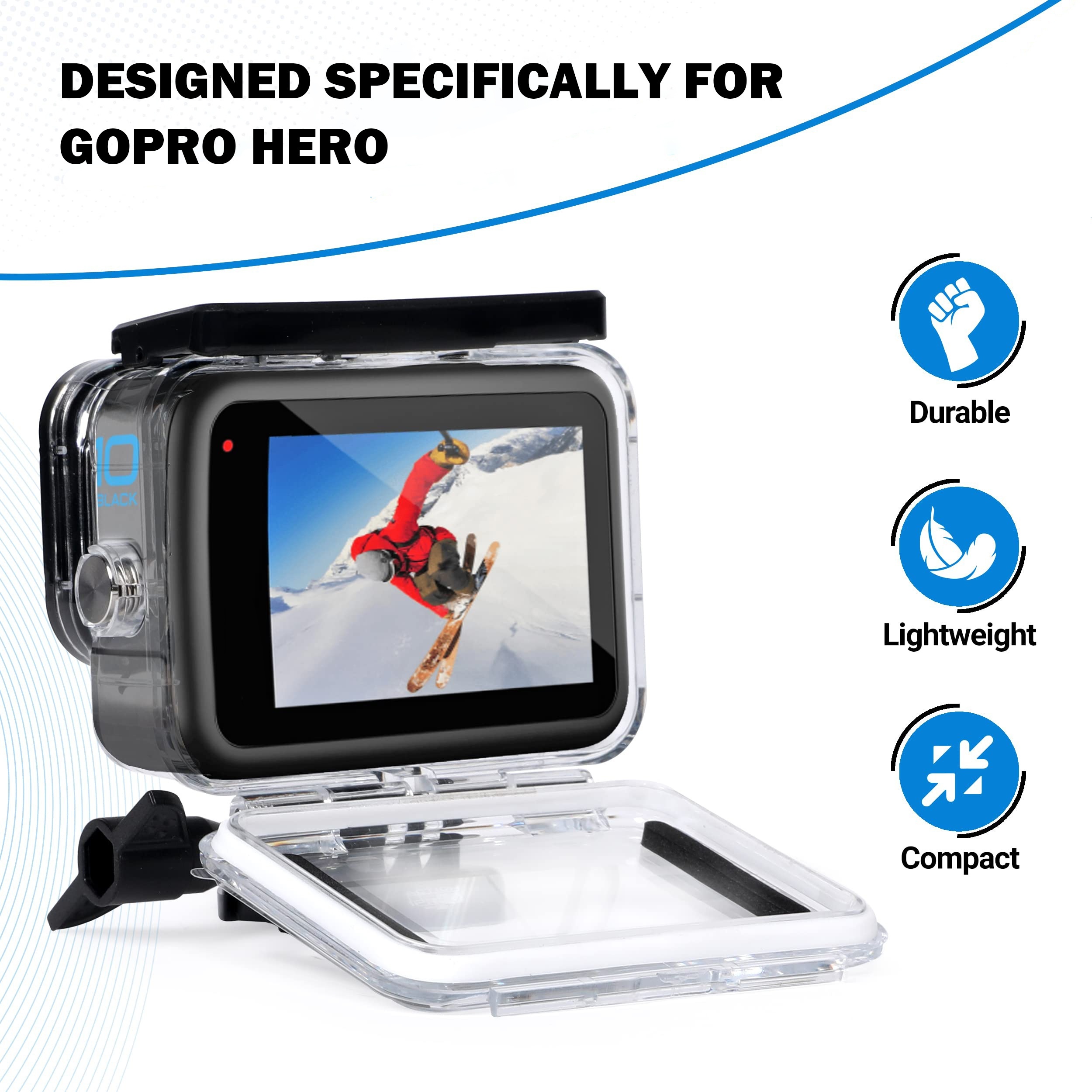 YALLSAME Funda impermeable para GoPro Hero 12 11 10 9 con 4 filtros y 2  adaptadores de expansión, carcasa de buceo, fotografía subacuática de 160  pies, accesorios GoPro ideales para buceo, esnórquel, : :  Electrónica