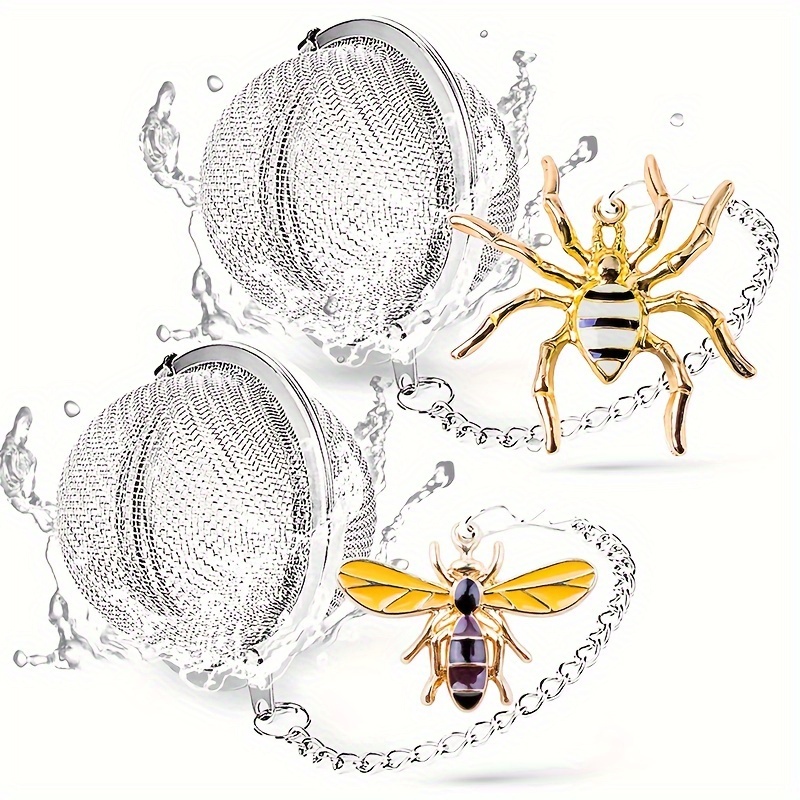 tea infuser 2pcs tea strainer handmade honey bee spider loose leaf tea steeper tea ball with bee charm pendant tea infusers for loose tea details 3