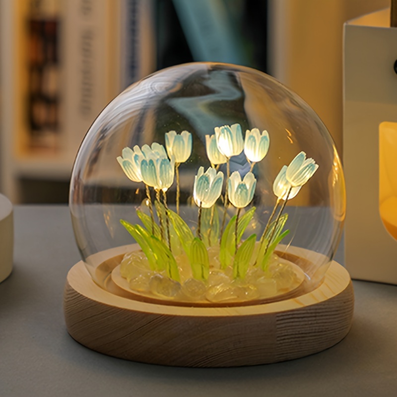Lily of the valley night light ornament with glass cover - Shop