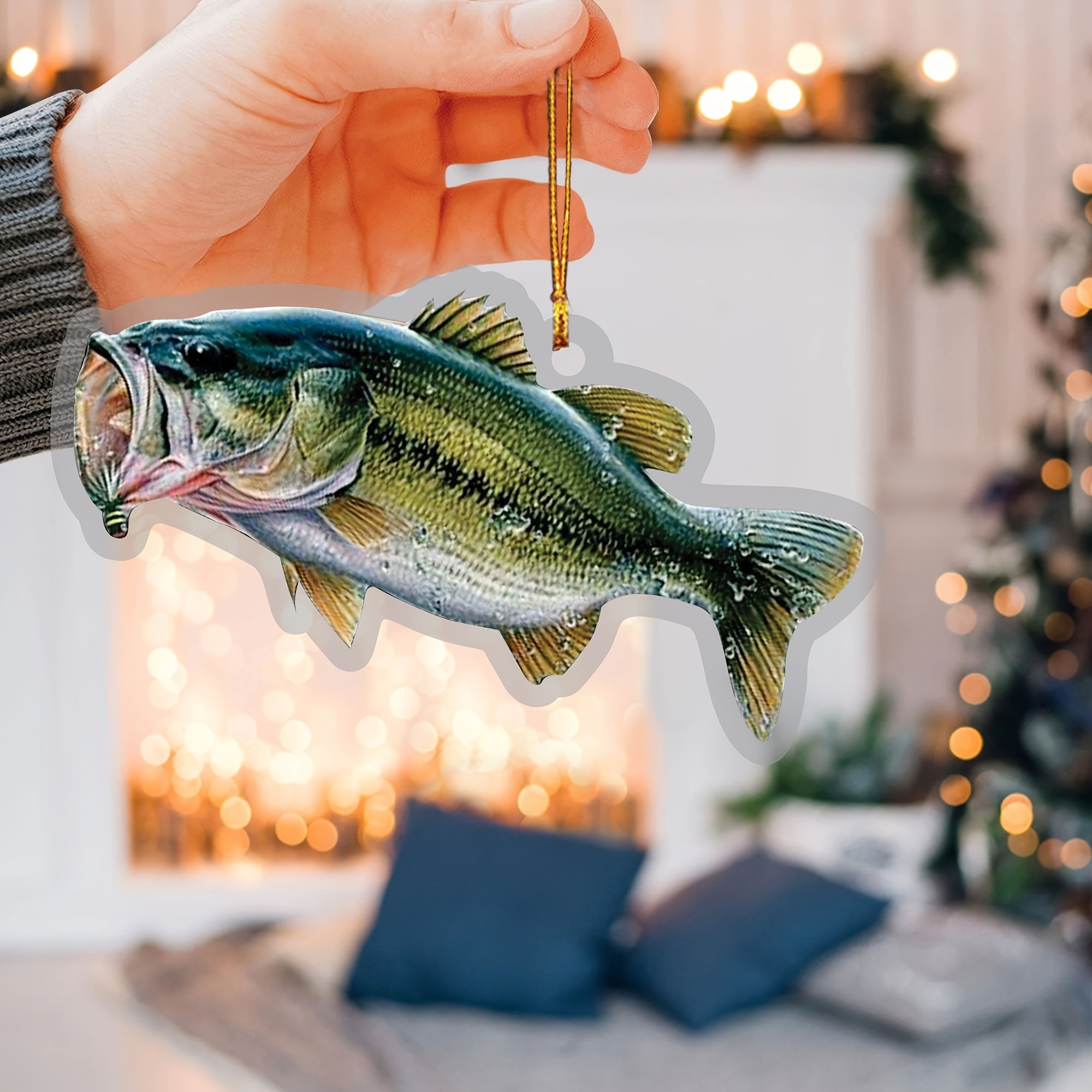 Christmas Ornament 2d Flat Fisherman Bass Fishing Lovers Big - Temu Ireland