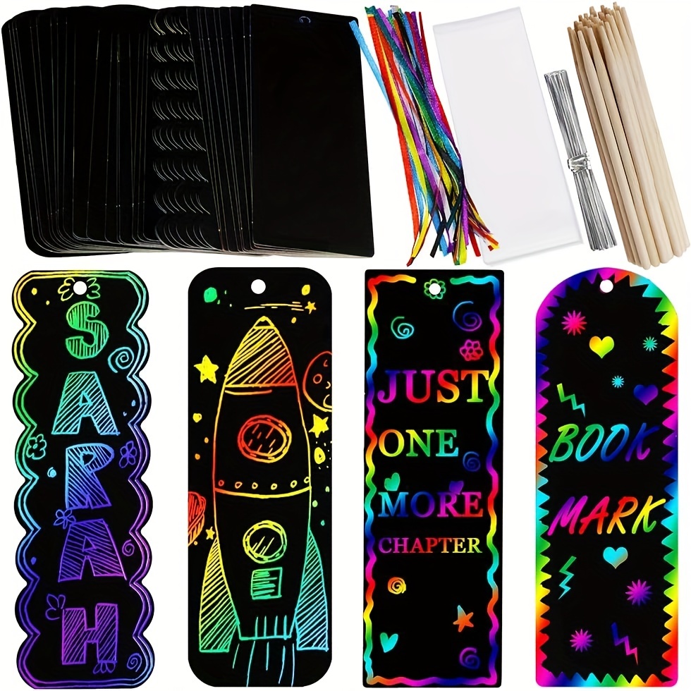 Magic Rainbow Scratch Bookmark Making Kit Diy Bookmarks - Temu