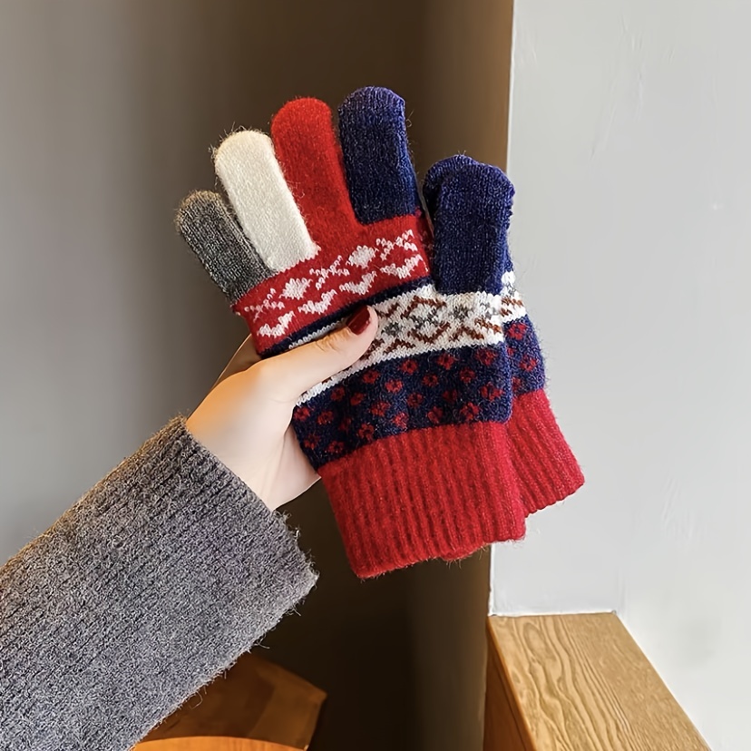 Gants tricotés chauds d'hiver pour femmes, en laine épaisse, pour
