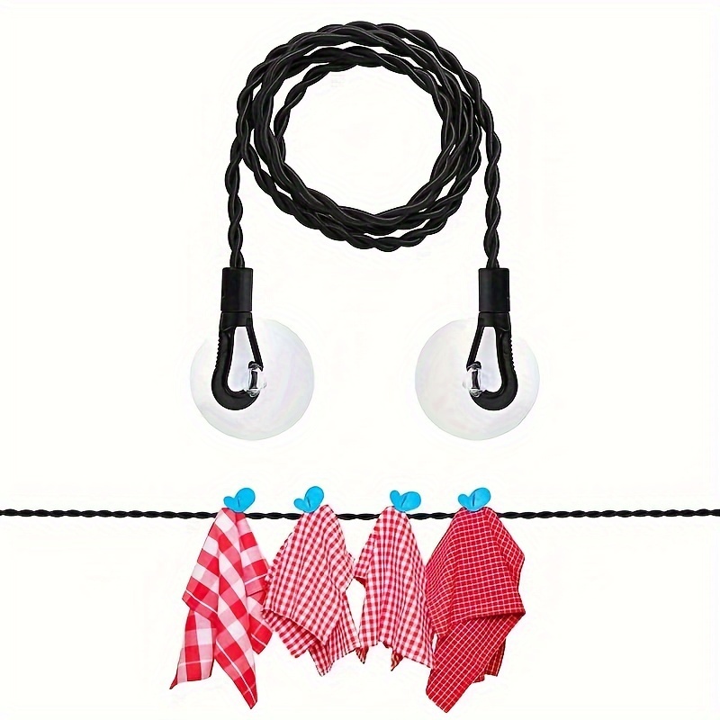 Black Suction Cup Clothesline Clothes Drying Rope Household - Temu
