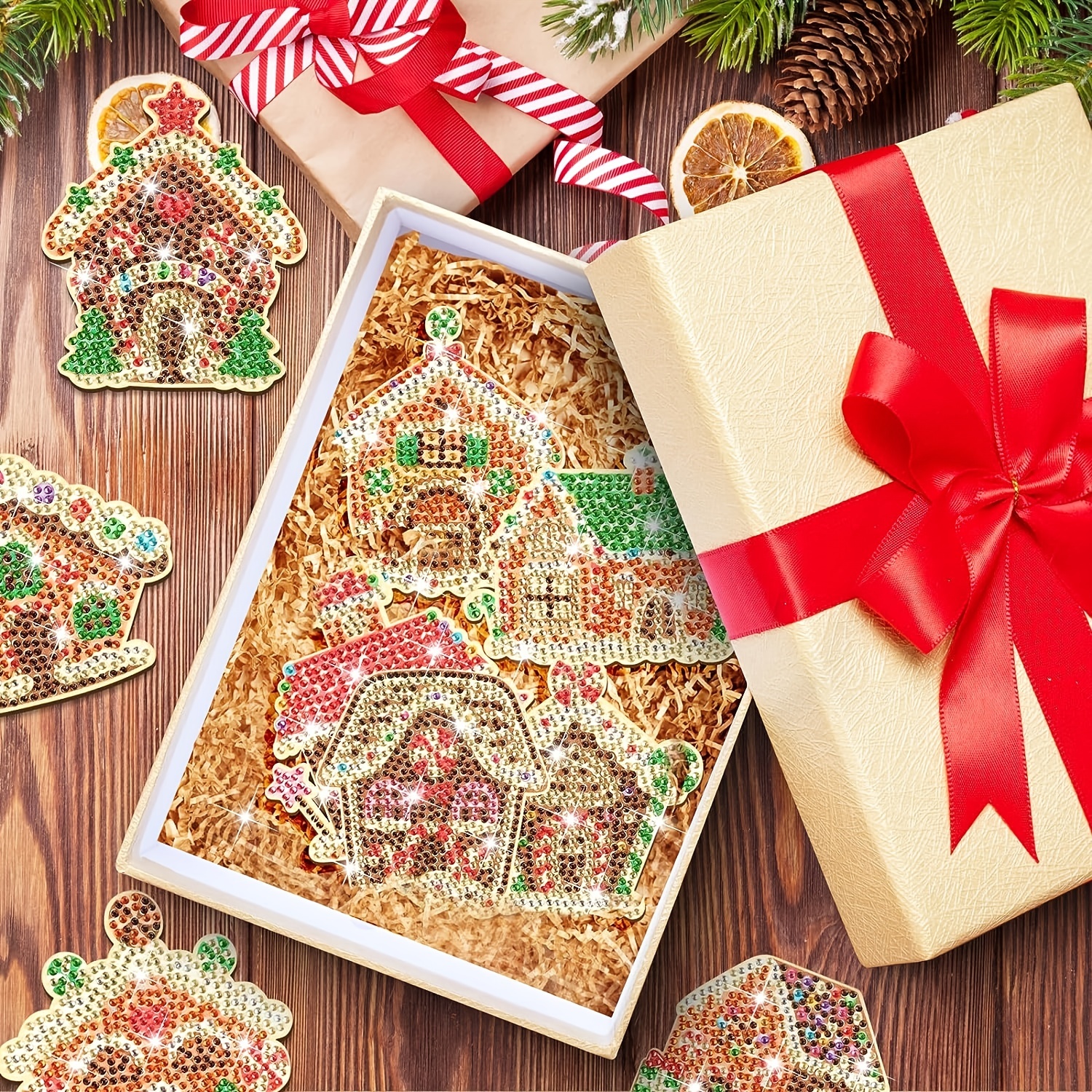 Christmas Gingerbread Shaped Diamond Painting Coasters Kits - Temu