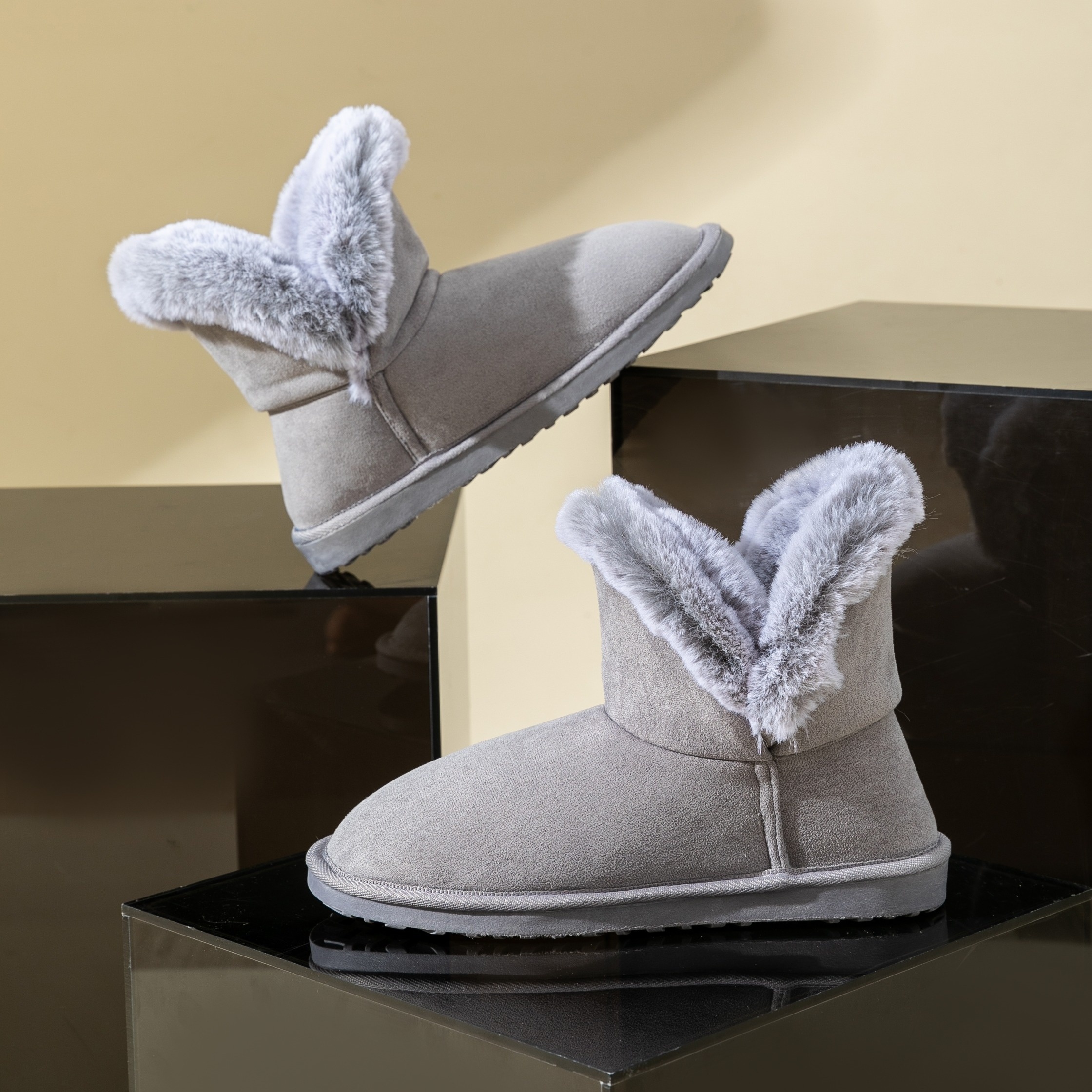 Bota Invernal Botas Peluche Para Mujer Botas Lisas Forro Peluche