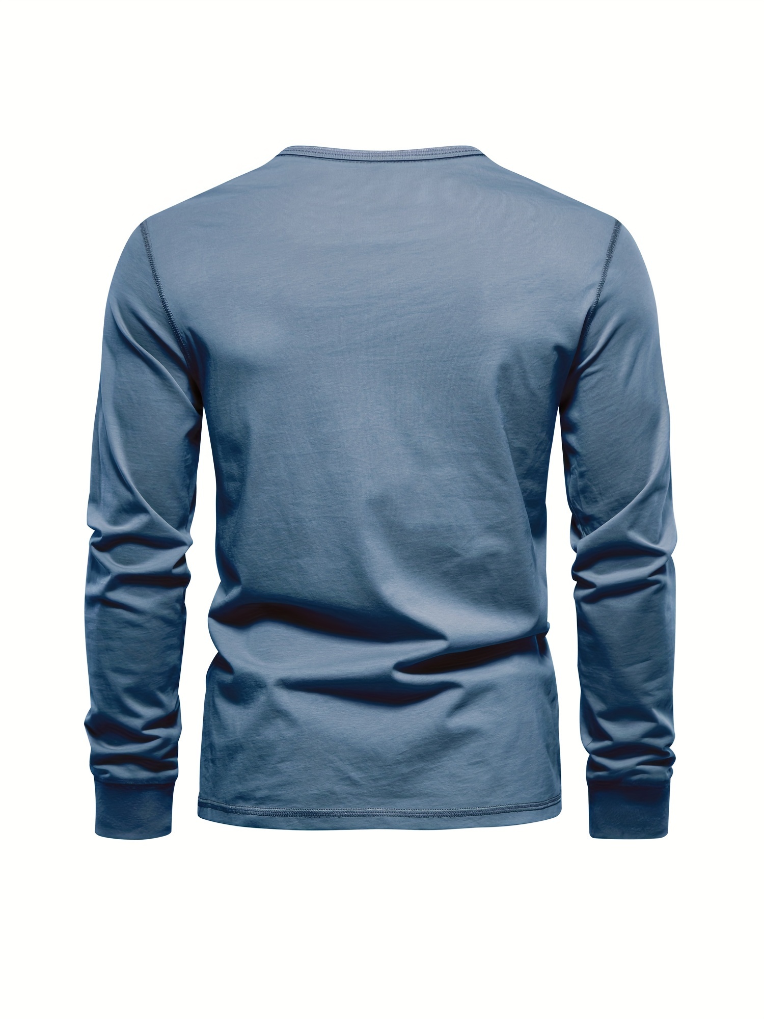 Mens Casual Long Sleeve Henley Shirt Fashion Front Placket Slim-Fit T-Shirts