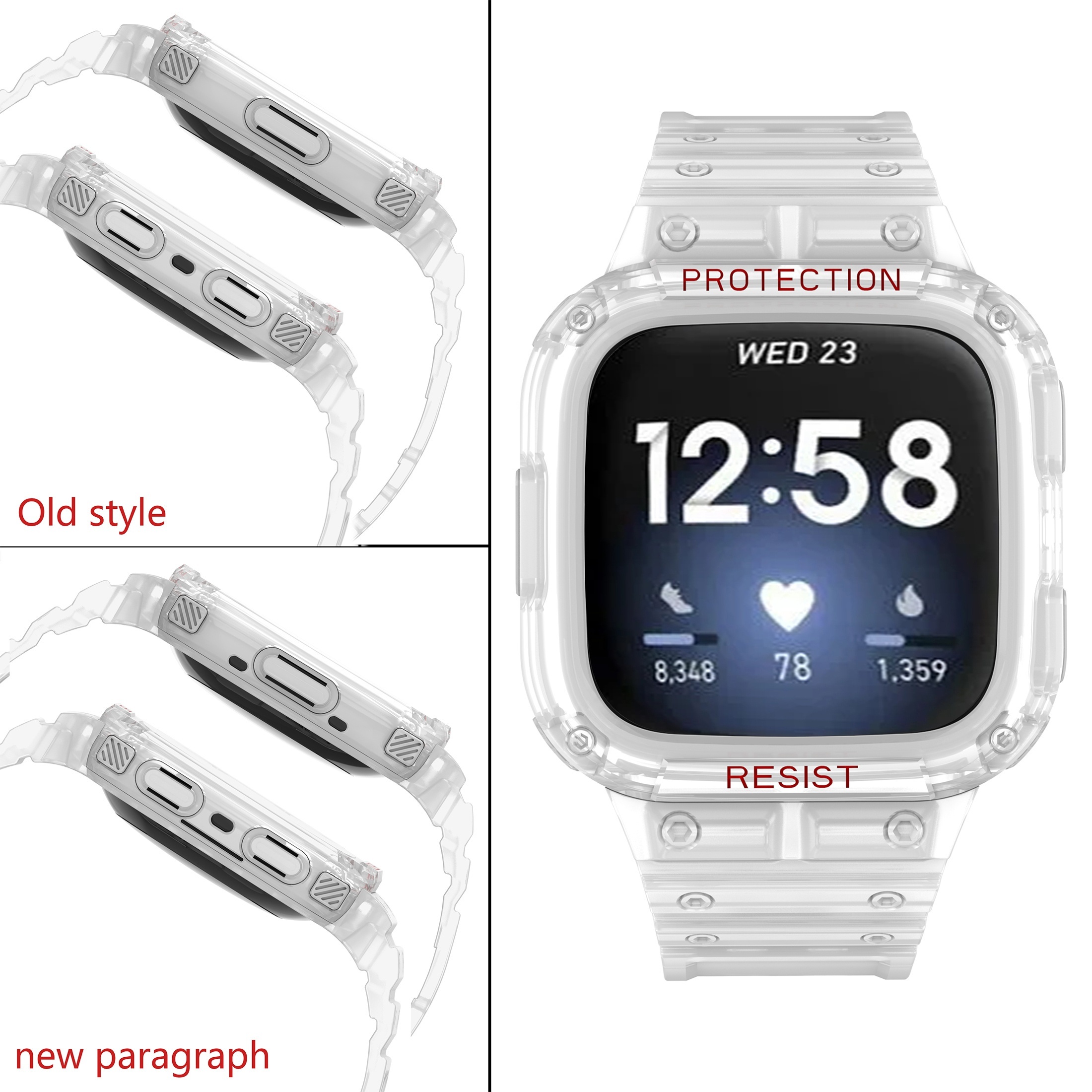 Transparent Resin Strap for Fitbit Versa 4 3 2 1 Strap Correa Smart For Fitbit  Versa