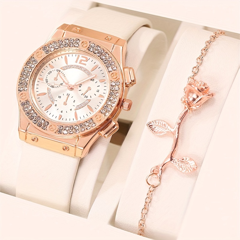 Reloj De Pulsera Para Mujer Oro Lujo De Cristal Relojes Con Diamantes  Relojes