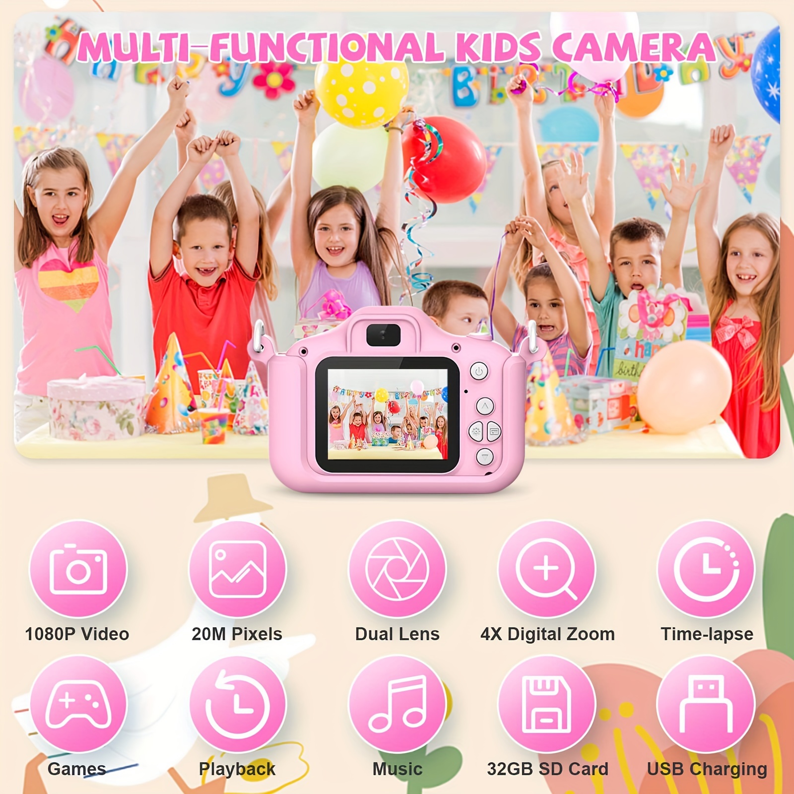 Caméras Jouets Caméra Enfant 20MP Caméra Multifonctionnelle