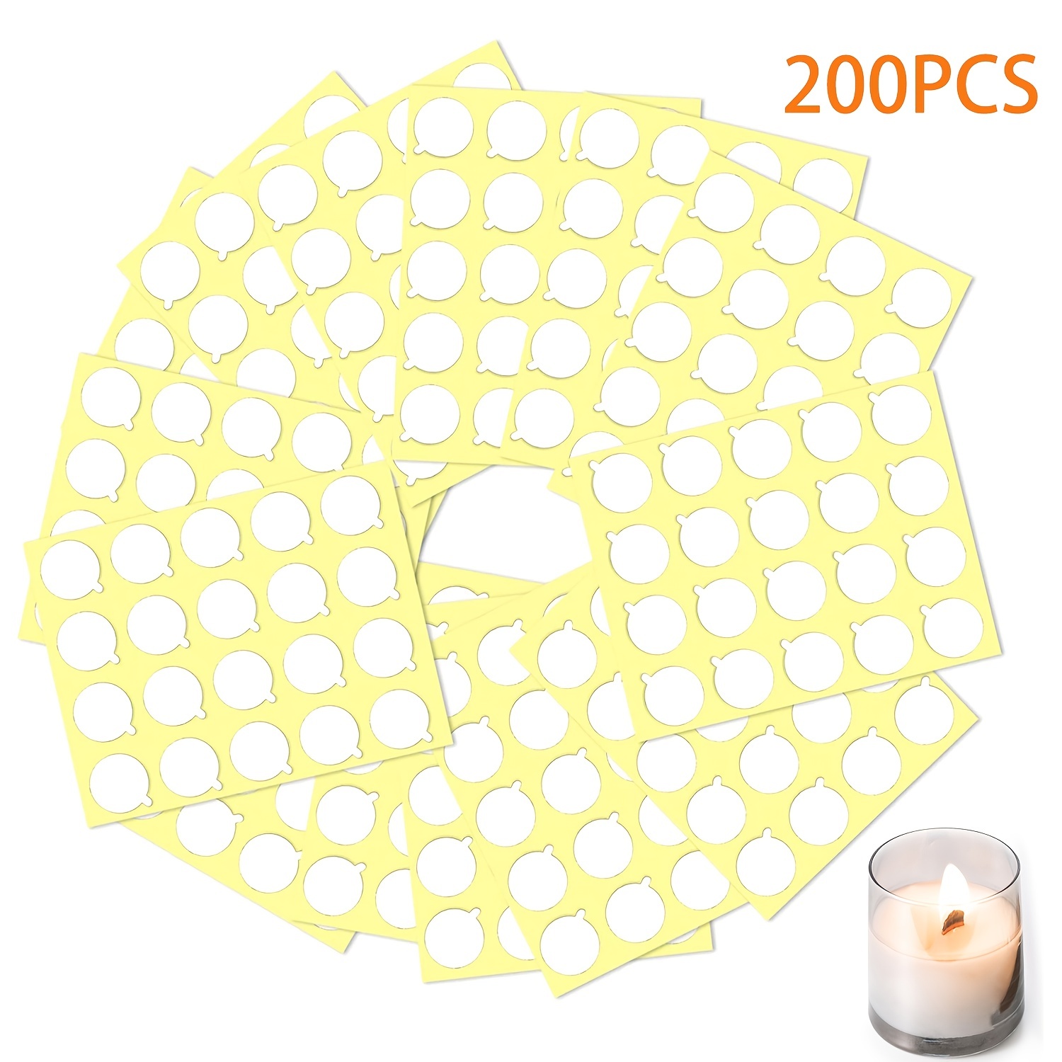 500 Candle Wick Stickers Double Sided Adhesive Heat-Resistant