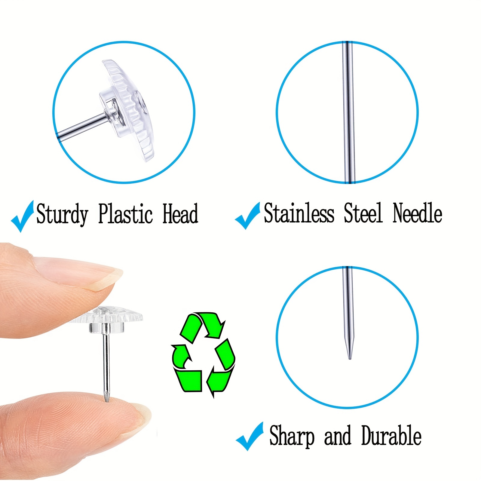 Push Pins Tacks Clear Plastic Head Steel Point thumb Tacks - Temu