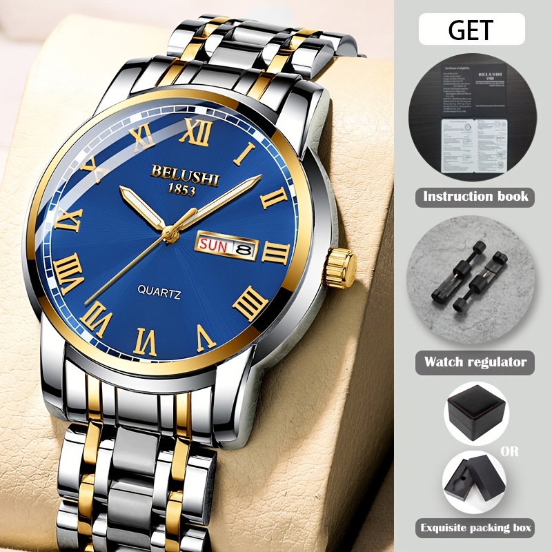 BELUSHI Top Brand Luxury Mens Watches Luminous Waterproof