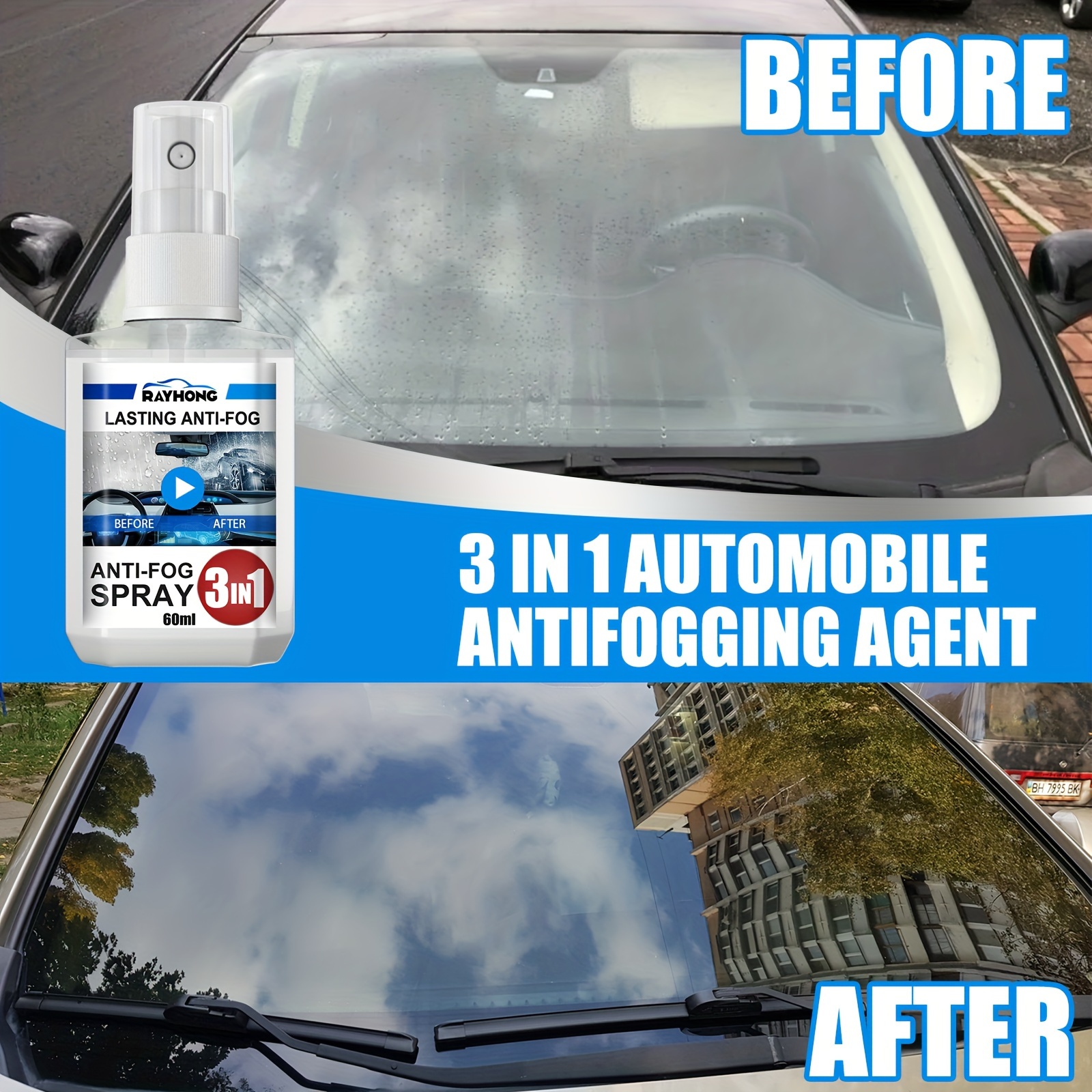Anti Fog Spray for Car Window Windshield Glasses, Anti-fogging  Water-Repellent Hydrophobic Coating Agent, Car Oil Film Remover Anti Rain  Spray for