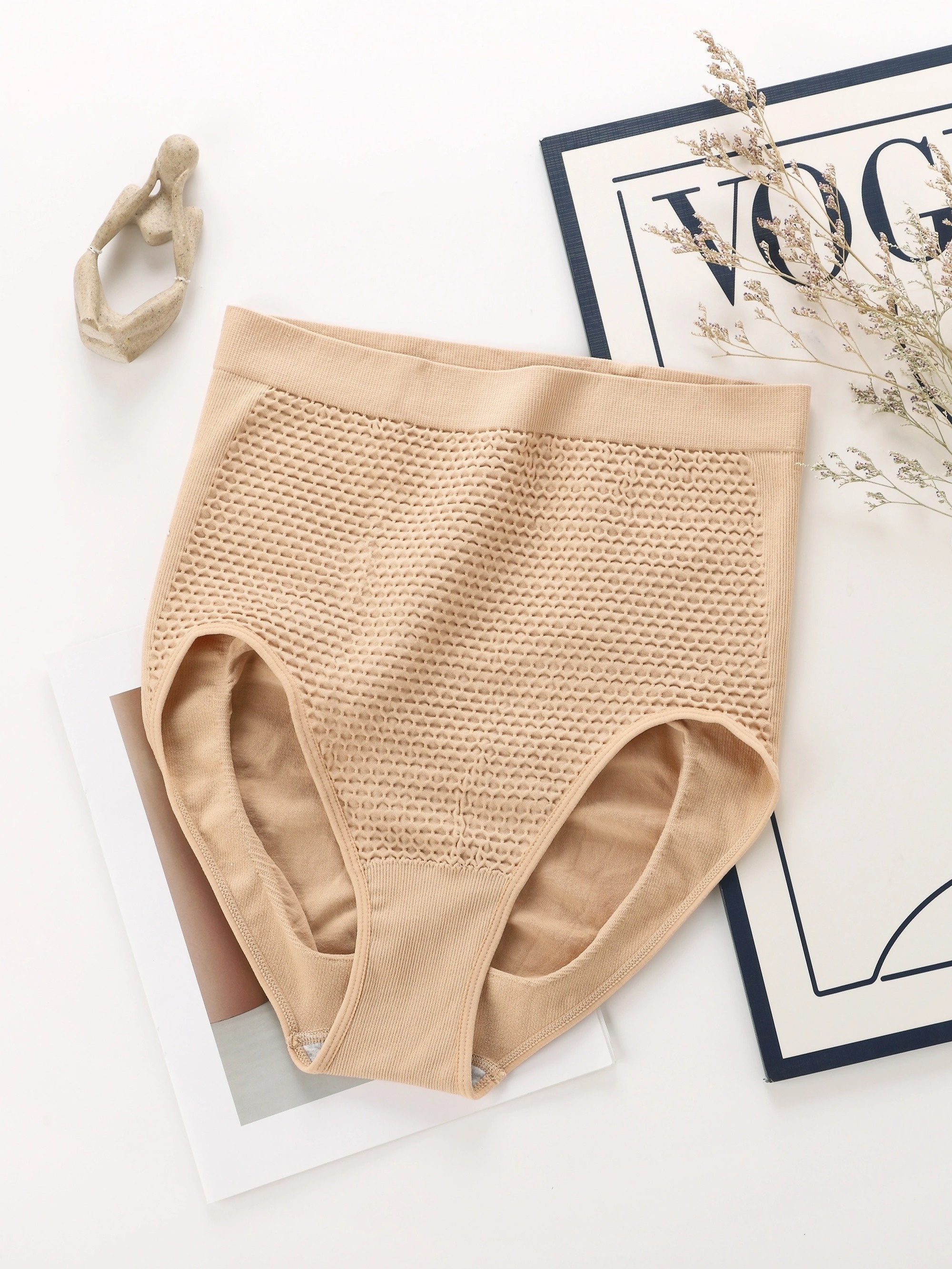 1pc Honeycomb Warm Palace Postpartum Belly Control Underwear Women