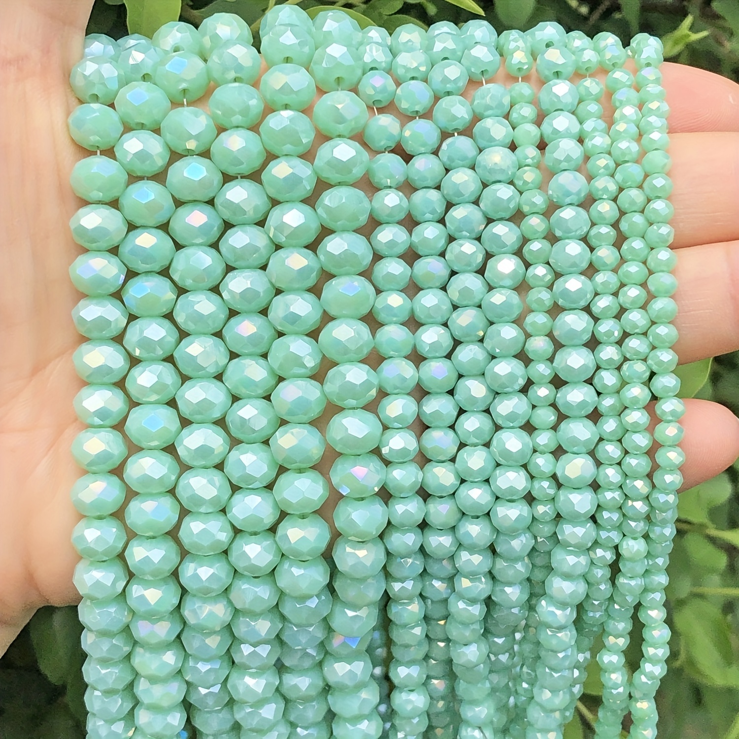 

4/6/8mm Upscale Ab Mint Green Austrian Crystal Glass Faceted Rondelle Loose Spacer Beads For Diy Earrings Bracelet Necklace Jewelry Making Craft Supplies