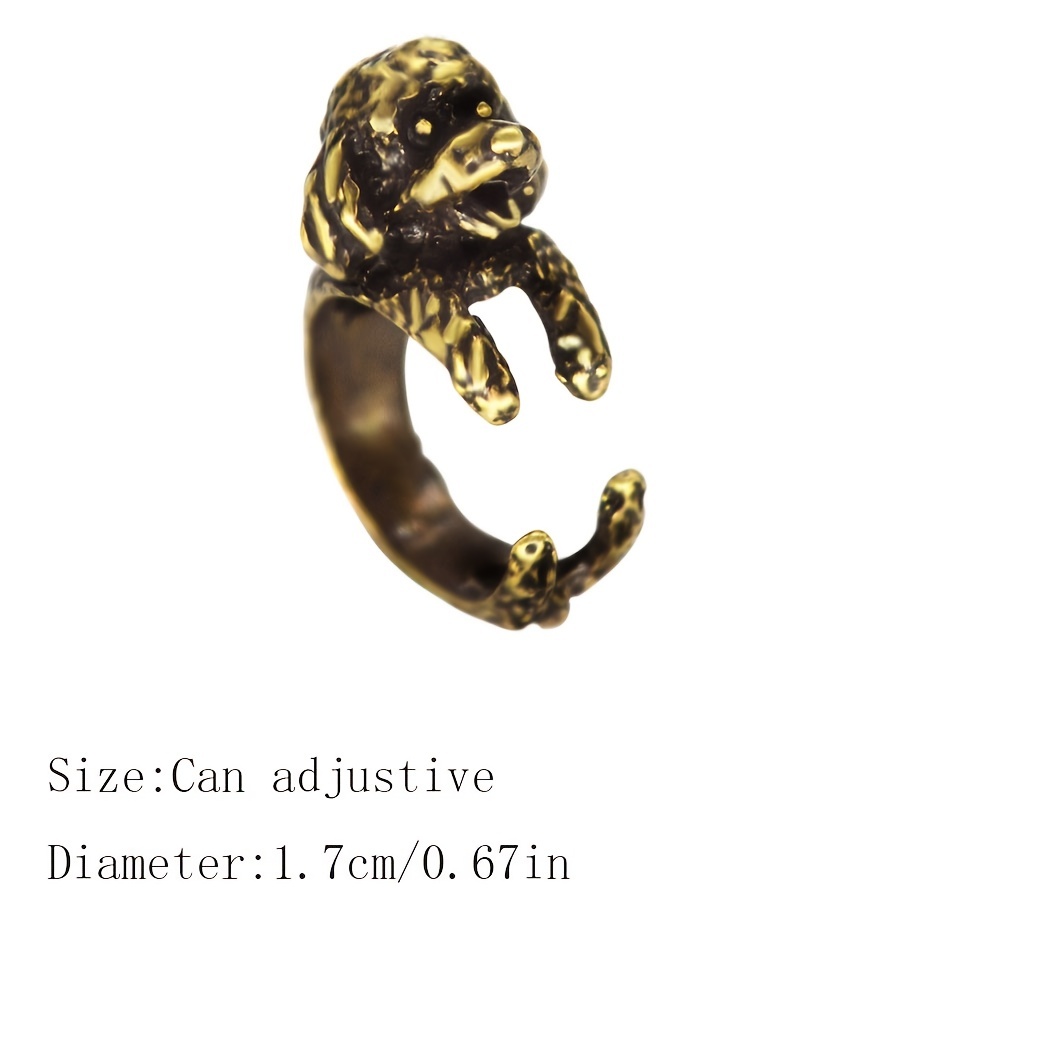 Pet Gift Boho Poodle Dog Animal Rings, Adjustable Statement