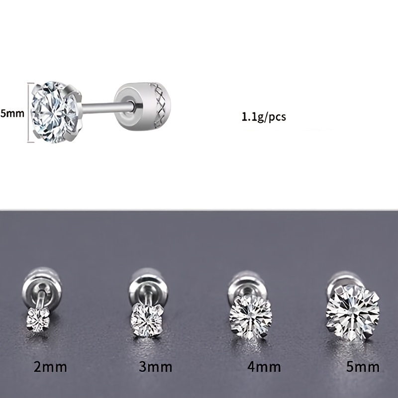 Men's Titanium Steel Zircon Earrings, Clean Design