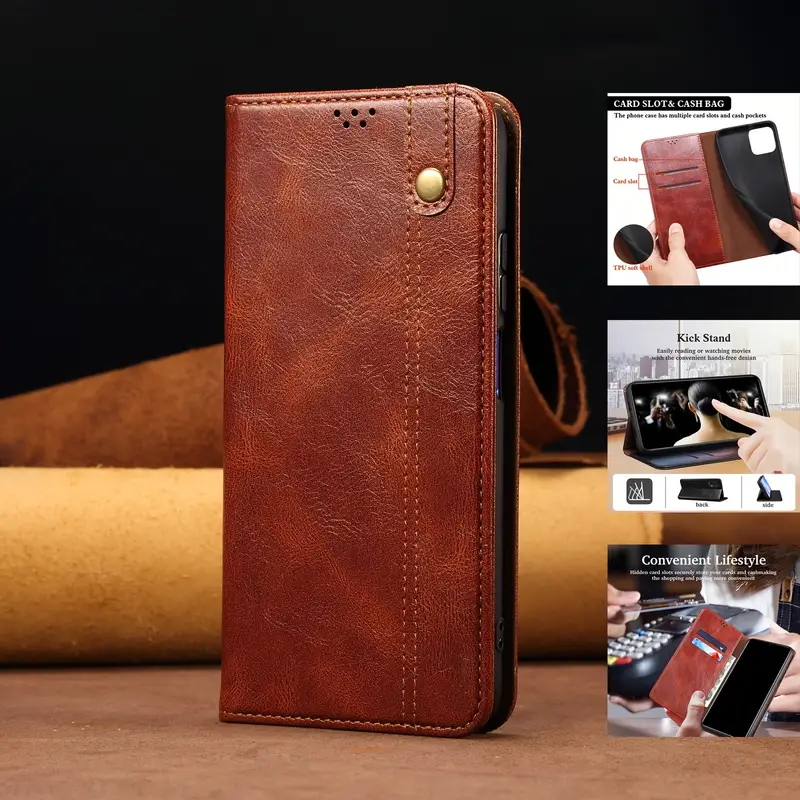 Leather Wallet Phone Case Flip Magnetic Suction Phone Case Android Wallet  Protective Case Samsunggalaxy A73/a53/a12/a33/a52 /a32/a23/a04  /a13/a54/a14/a Temu