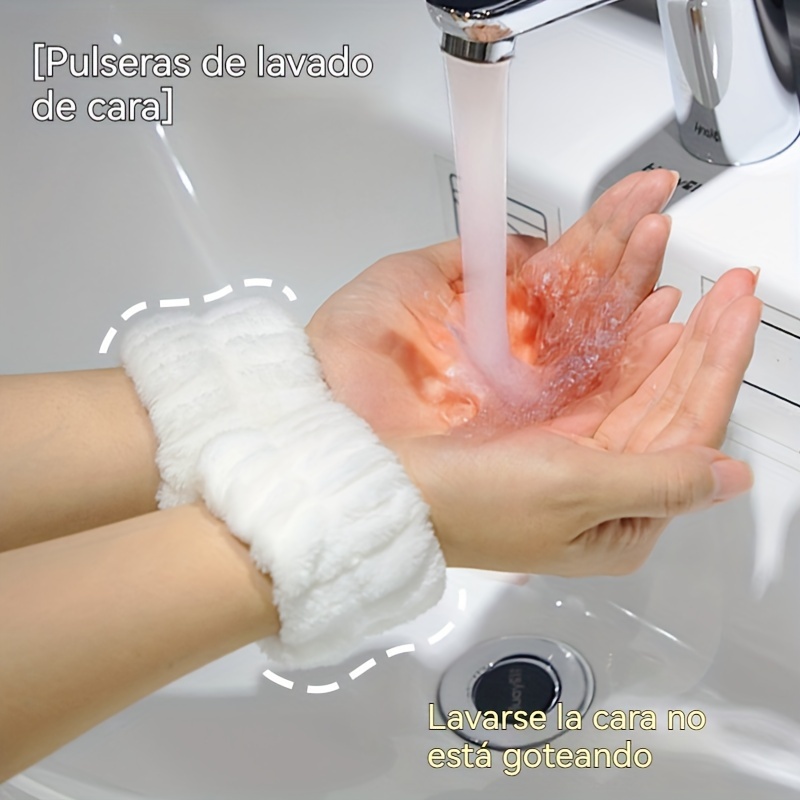 Spa Diadema Banda Muñeca, Adecuado Lavado Cara Cuidado Piel Maquillaje, Conjunto  Accesorios Baño Maquillaje Suave Color Sólido - Belleza Salud - Temu