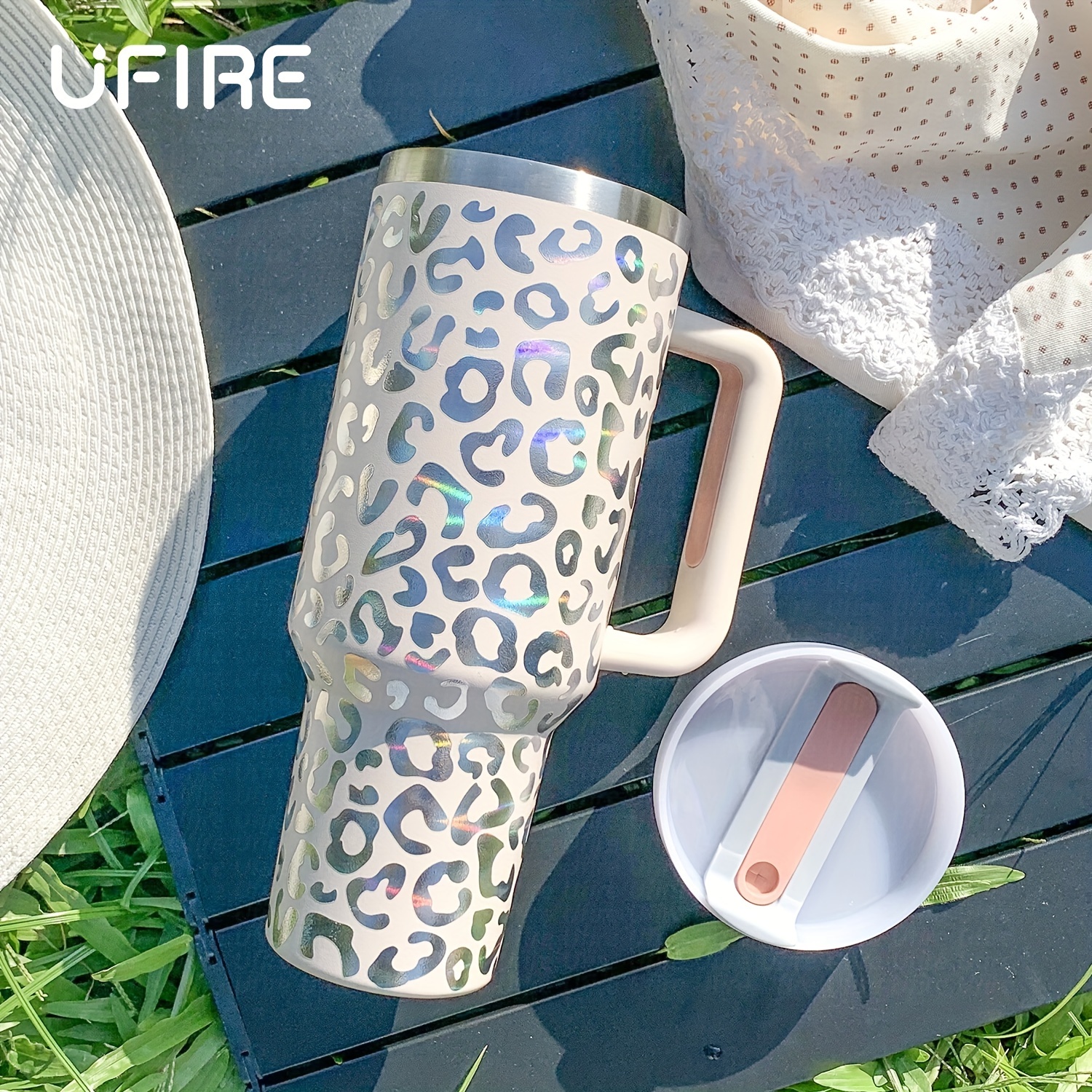 Ufire Rainbow Flash Leopard Insulated Water Bottle With - Temu