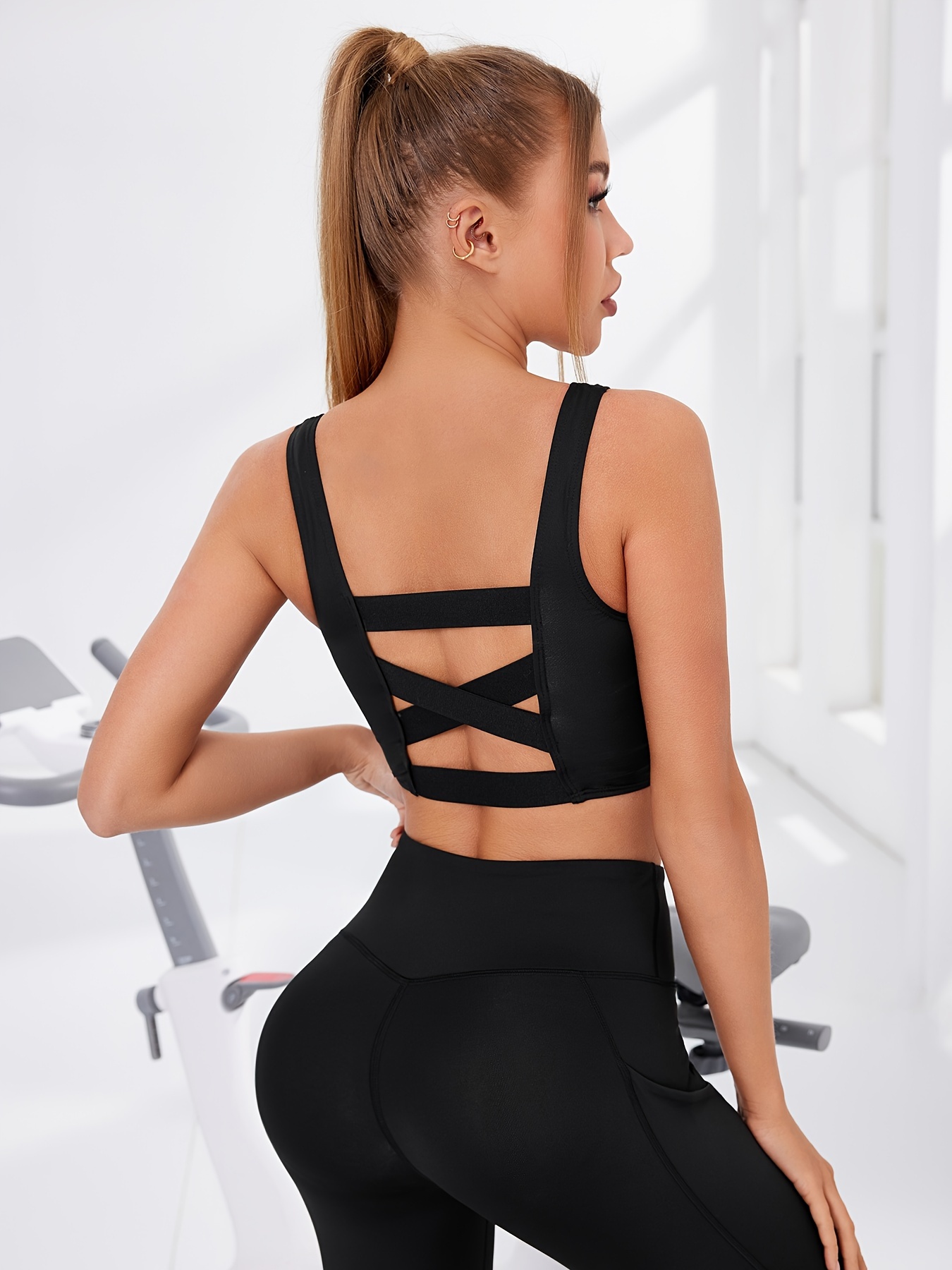 Sports Bras for Women High Support Longline Push Up Padded Vest Yoga  Fitness Bra Crop Tops Halter T Shirt Bra for Everyday Black at   Women's Clothing store