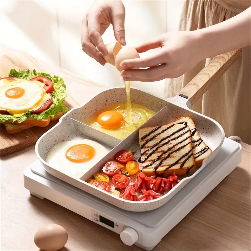 Nonstick Frying Pan, Non Stick 3 Section Skillet, Egg Fry Pan, Omelet Pan,  For Gas Stove Top And Induction Cooker, Kitchen Utensils, Kitchen Gadgets,  Kitchen Accessories, Home Kitchen Items - Temu Germany