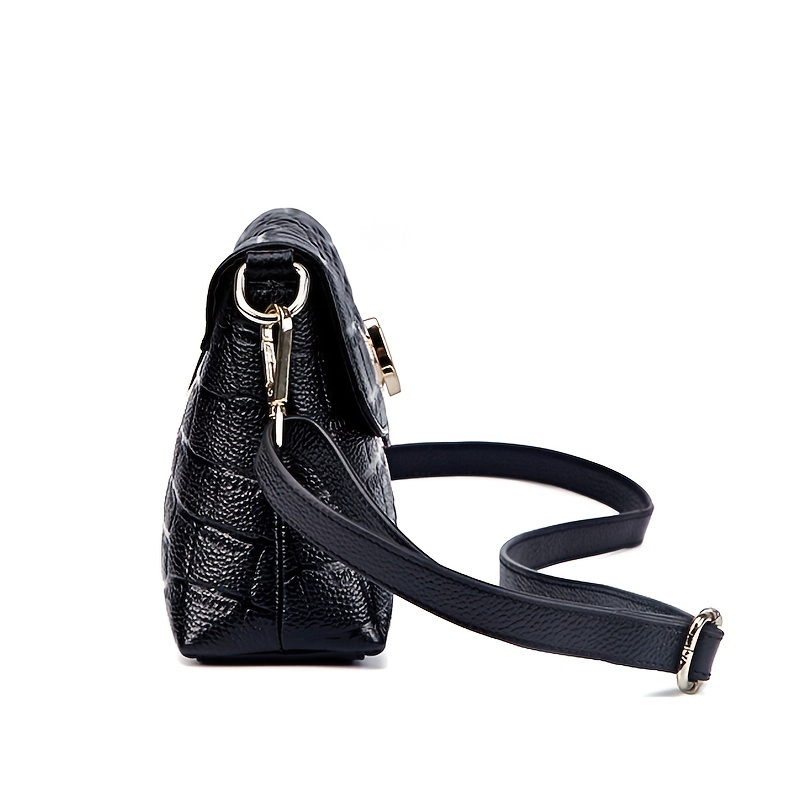 Black Genuine Leather Flap Handbags Top Handle Crossbody Bags