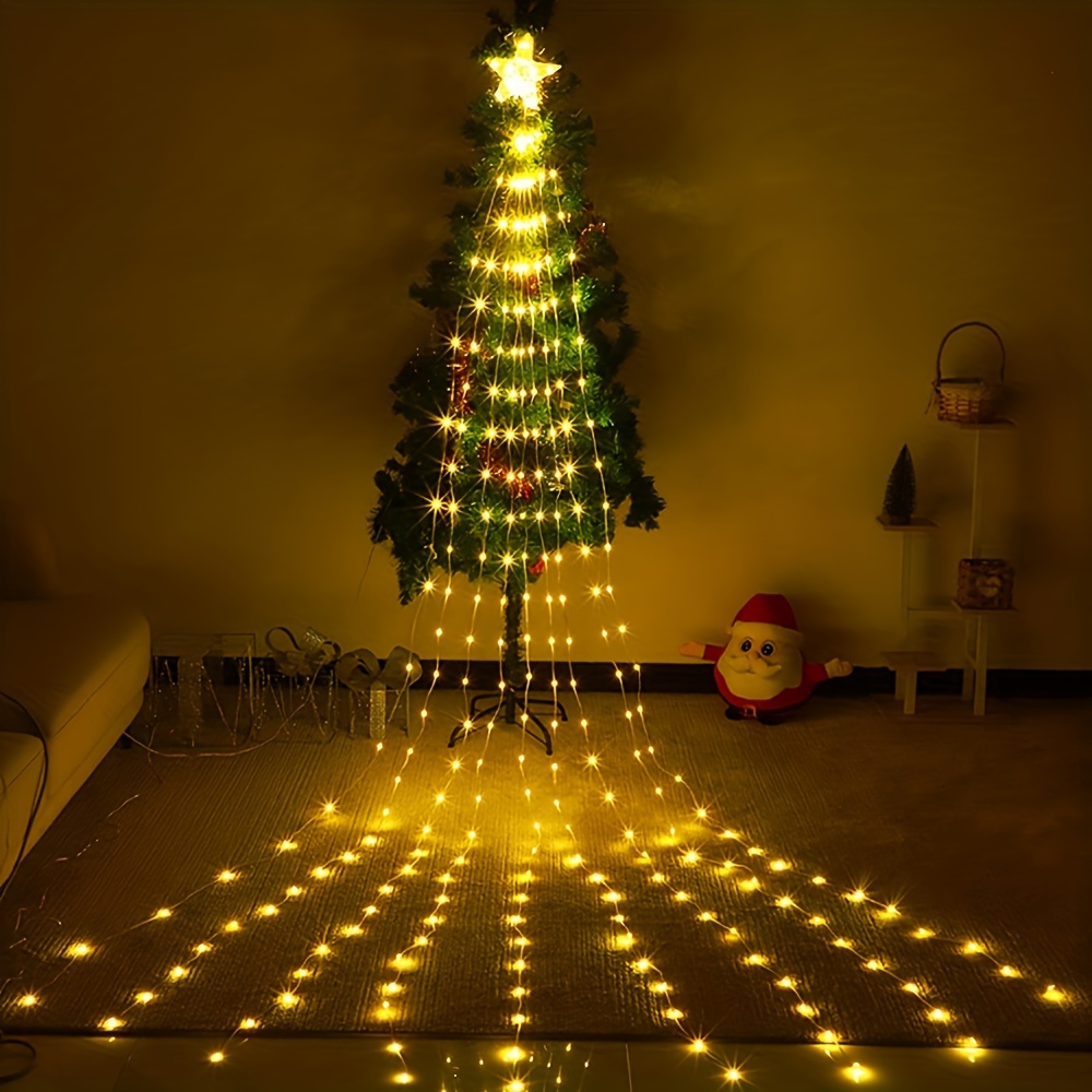 LED Solar Star Waterfall Light String Lights Remote Control Christmas Tree  Decor