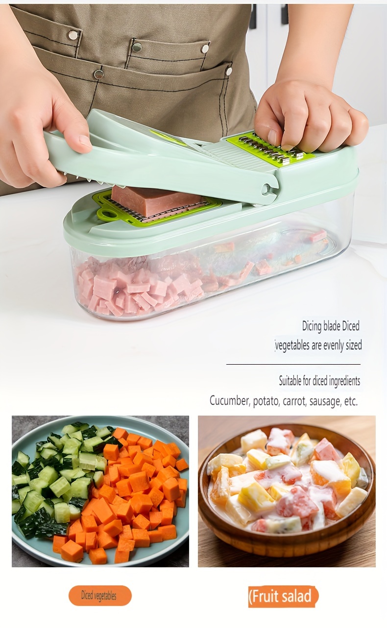 1 set vegetable chopper multifunctional fruit slicer manual food grinder vegetable slicer cutter with container onion chopper with multiple interchangeable blades home use potato   kitchen utensils kitchen all in one small tools details 6