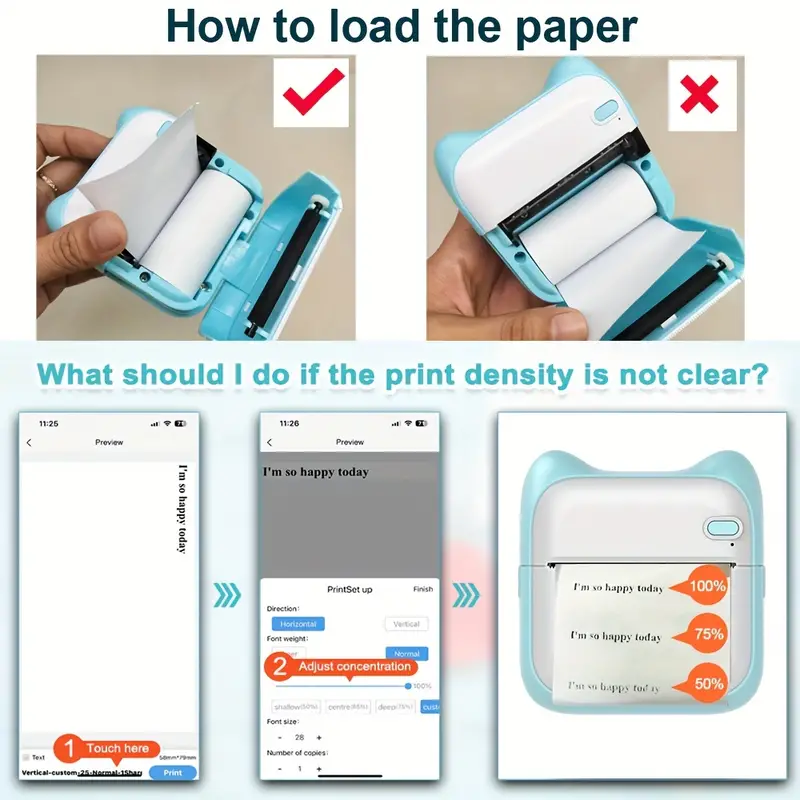 mini label printer portable thermal printer stickers printing photo pocket printers for phone inkless bt mini print details 7