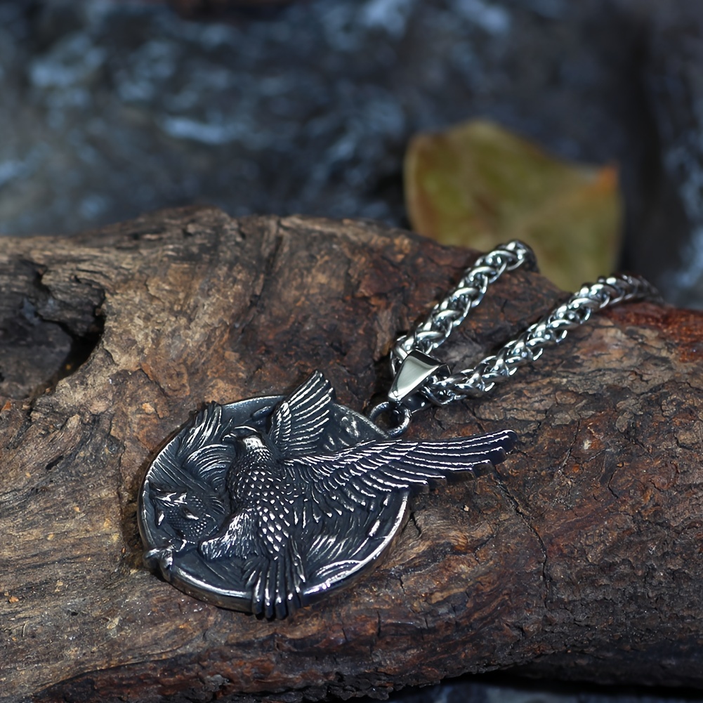1PC Punk Gothic Bird Fish Nature Necklace For Men, Jewelry Gift Stainless  Steel Pendant Jewelry
