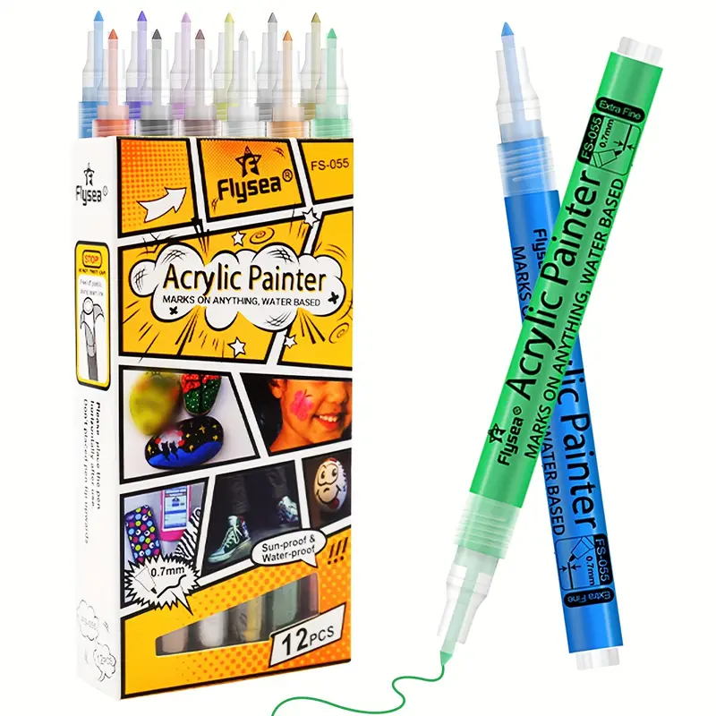 Acrylic Markers Set Ultra Fine Tip Acrylic Pens For Black - Temu