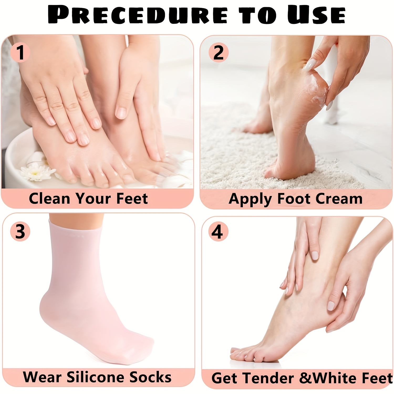 2 Pairs Silicone Moisturizing Socks Anti Slip Aloe Socks For Dry Cracked  Feet Women