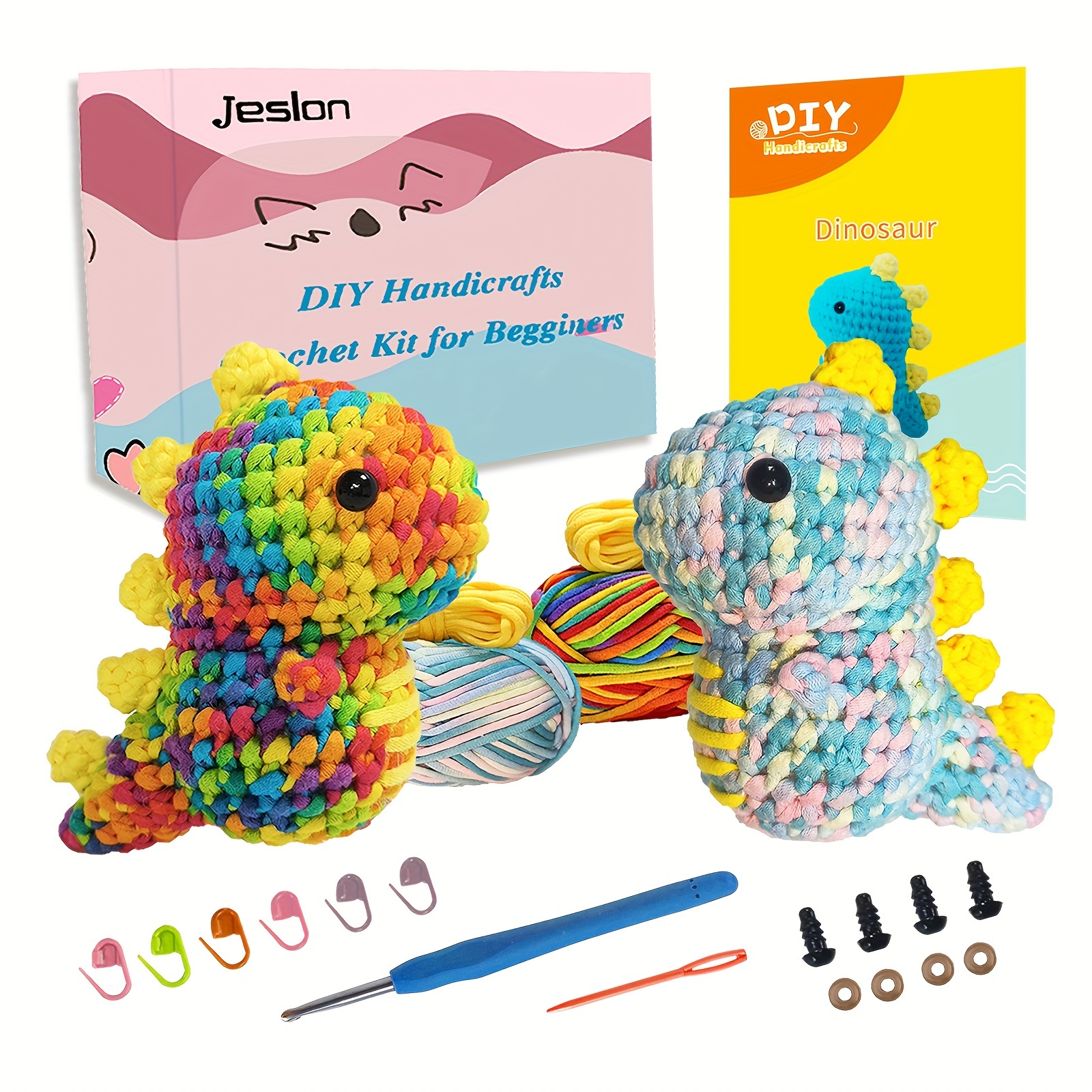 Latch hook kit with Pre-Printed Dinosaur Pattern for Kids Crochet