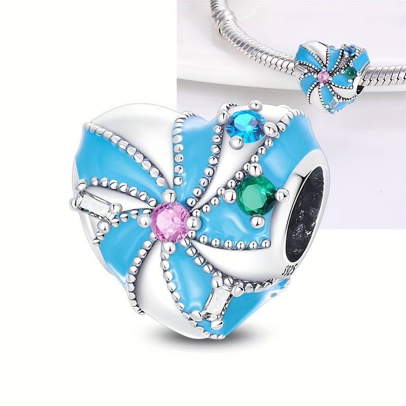 925 Sterling Silver Creative Heart Charm Bead for DIY Jewellery Making