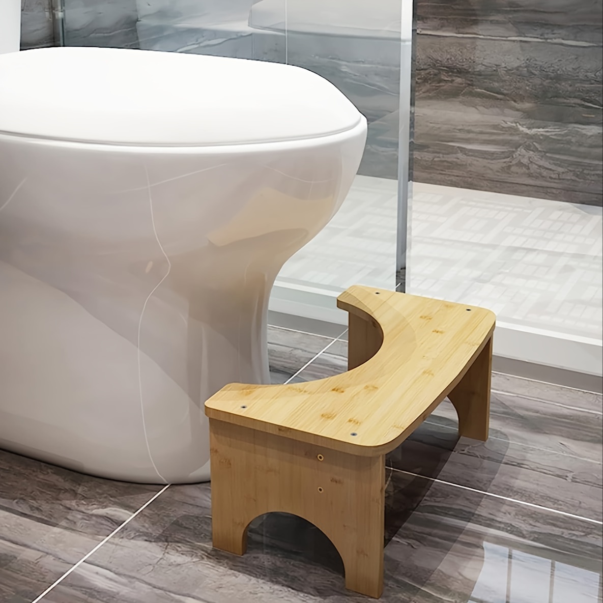 Decopatent de toilette en Bamboe Decopatent ® - Tabouret de WC - Position  assise