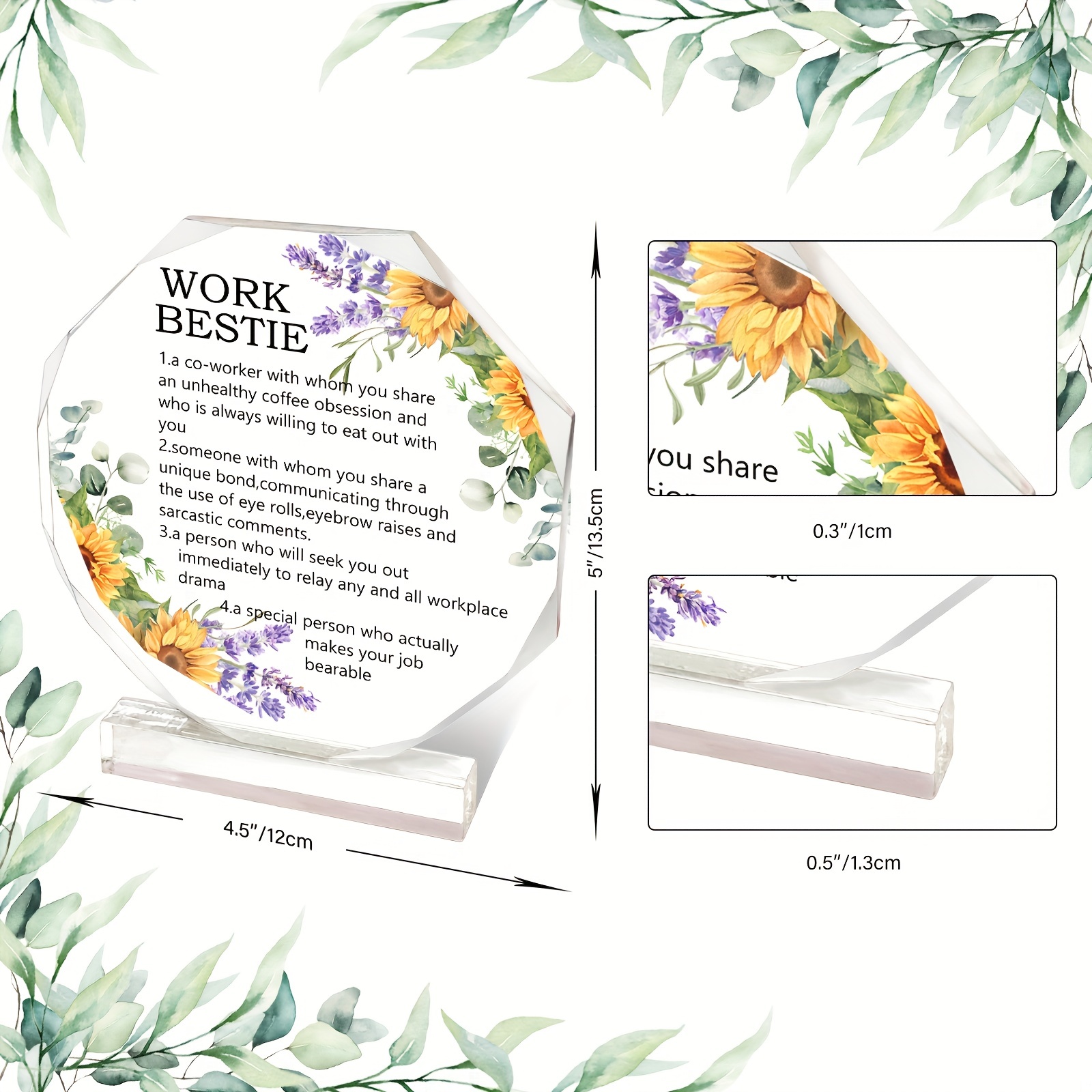 Thank You Gifts For Coworkers Work Bestie Gifts For Women Office Coworker  Leaving Gift Funny Office Octagon Acrylic Decorative Signs Plaques Positive