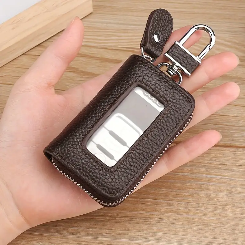Leather Car Key Case Business Key Shell Waist Hanging Zipper - Temu